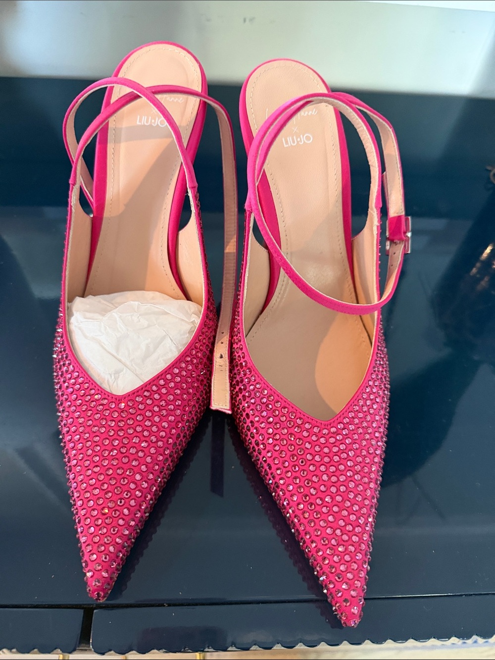 Liu Jo Hot Pink Crystal Slingback Pointed Pumps